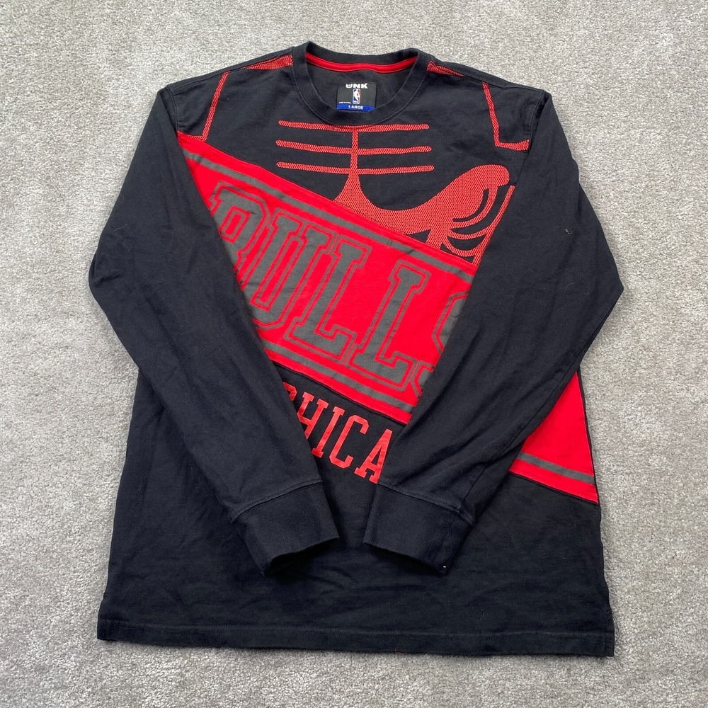 Chicago Bulls NBA UNK Crew Neck Pullover Shirt Men's Size L Black Long Sleeves